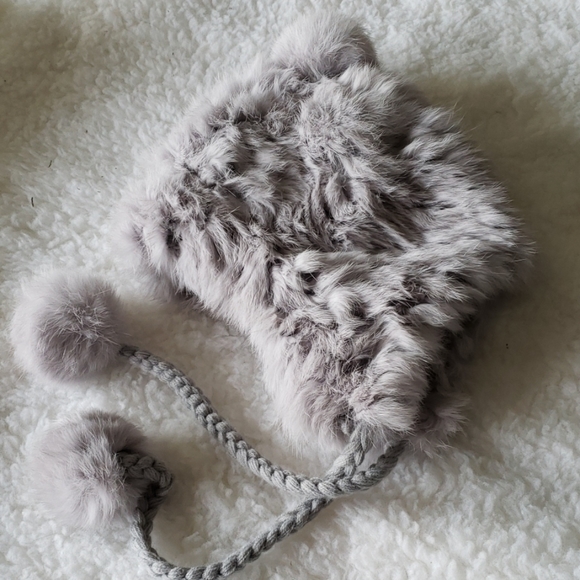 Sydz Accessories - Real fur hat with pom pom top and bottom of cords